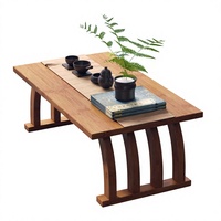 Table basse moderne et simple en bambou avec espace de rangement pour balcon, tatami, baie vitrée - Petite table de sol pour assise au sol, à assembler