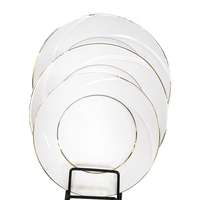 Ensemble d'assiettes et de bols en porcelaine à bordure dorée au design moderne pour la maison ou l'hôtel, fourniture en usine, ensembles de vaisselle en gros