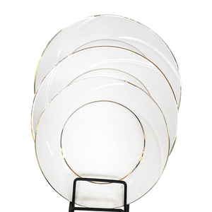 Ensemble d'assiettes et de bols en <span class=keywords><strong>porcelaine</strong></span> à bordure dorée au design moderne pour la maison <span class=keywords><strong>ou</strong></span> l'hôtel, fourniture en usine, ensembles de vaisselle en gros - Product Image 6