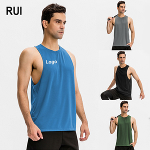 RUIQUWIN Custom Logo Men's Loose Fit Gym Tank Tops Sleeveless Breathable Quick Dry Sports <b>Vests</b> Quick Dry Cycling Sportswear - Product Image 1