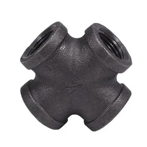 Raccord de tuyauterie <span class=keywords><strong>Leyon</strong></span> FM pour système de lutte contre l'incendie, croix en fer malléable rainurée noire - Product Image 2