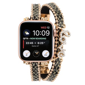Mode rétro <span class=keywords><strong>amour</strong></span> Bracelet en cuir pour Apple Watch 7 6 5 bande bijoux faits à la main bracelet pour iWatch bracelet en cuir 41mm 45mm - Product Image 3