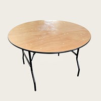 Table de banquet pliante ronde en contreplaqué avec structure métallique de 48 pouces pour la restauration, les événements et l'hôtellerie, durable