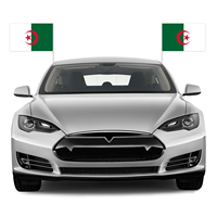 Drapeau de voiture Algérie à clipser sur vitre 12x18 pouces, drapeau national algérien avec mât en plastique, décoration extérieure automobile, cadeau pour supporter de football