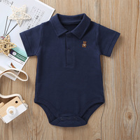 Nouveauté 2024, barboteuse polo pour bébé de haute qualité, vente chaude d'été, barboteuse pour bébé avec broderie d'ours