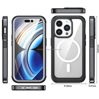 Marque clair étanche étui de téléphone portable Transparent magnétique sans fil charge antichoc couverture pour iPhone 15 15Plus 15 Pro Max