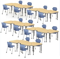 Ensemble de chaises de bureau collaboratives modernes en métal, durables et confortables, avec plateau en bois, pour l'école, la salle de classe, le bureau à domicile
