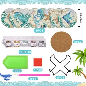 Kit de sous-verres à peinture diamant 8 pièces 5D Océan DIY – Kits d'art diamant pour adultes - Product Image 5