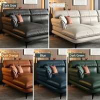 Canapé d'angle droit en cuir véritable, luxe, avec accoudoirs ergonomiques rembourrés en éponge, ensemble modulable moderne, taille personnalisable pour salon