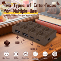 Hub USB 4 ports en forme de chocolat amusant, type-C, station d'accueil pour ordinateur portable, bureau à domicile, hub USB en chocolat