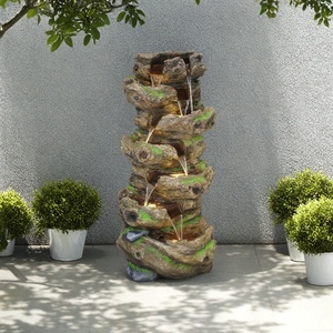 Grande Fontaine Murale Extérieure en Résine Durable avec Lumières LED, Ornement de <span class=keywords><strong>Jardin</strong></span>, Grande Cascade Artificielle Effet Rocheux pour Sol - Product Image 6