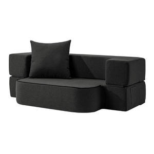 Black Modern <b>Floor</b> <b>Sofa</b> Bed Fabric Lazy Couch Boucle Upholstered Lounge Seat for Living Room - Product Image 1