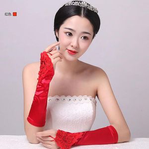 Elbow Length Satin Fabric Flower Lace Bridal <strong>Gloves</strong> Wedding <strong>Gloves</strong> <strong>Fingerless</strong> - Product Image 3