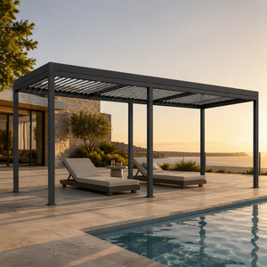 Pergola, auvent de terrasse, gazebo, pavillon, abri de voiture, <span class=keywords><strong>kit</strong></span> d'ombrage, toit à persiennes, verrière, véranda, écran <span class=keywords><strong>en</strong></span> verre trempé robuste, éclairage LED - Product Image 2