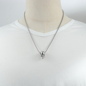 Collier pendentif crâne en acier inoxydable, couleur argent, design squelette géométrique, bijoux de mode pour hommes, chaîne de 3.0x60cm - Product Image 4