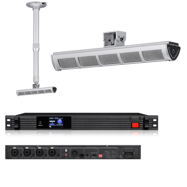 Professional Ceiling Array Condenser Microphone Automatic Feedback Suppressor Wired 4-in/1-out XLR Wall Mount for Conference