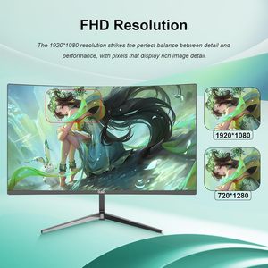 Djiex จอภาพสำหรับเล่นเกม FHD โค้งขนาด24นิ้วความละเอียด1920x1080P 100Hz อัตราการรีเฟรชสัดส่วนภาพ16:9ตามหลักสรีรศาสตร์จอภาพที่บ้านเอียง - Product Image 4