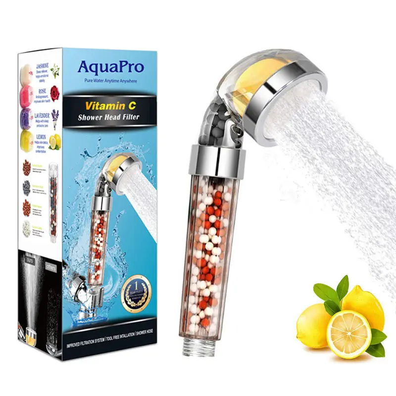 Purificador de agua con vitamina C para la cabeza, purificador duro perfumado, grifo de cloro transparente, ducha con filtro coreano