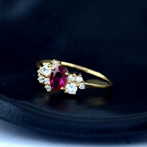 Wholesale Genuine Solid 925 Sterling <b>Silver</b> <b>Ring</b> Handmade Oval Pink Tourmaline Gemstone Set Gold Plated Diamond Engagement <b>Ring</b> - Product Image 1