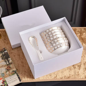 Ensemble de couverts en porcelaine fine avec cuillère et bol, coffret cadeau élégant et raffiné - Product Image 2