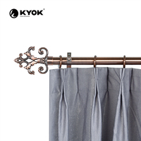 Ensemble de tringles à rideaux en cuivre antique KYOK - Tringle torsadée avec embouts en cristal multi-styles (Couronne, Fleur, Spirale)