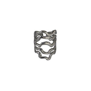 Fashion <b>Rings</b> 316L Stainless Steel PVD Gold Plating Sustainable Resistant Wave Design <b>Statement</b> <b>Ring</b> - Product Image 2