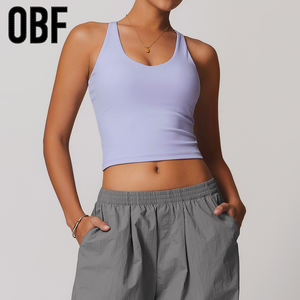 Gilet da Yoga Cross Back da donna <span class=keywords><strong>OBF</strong></span> Top stretto spazzolato con pantaloncini lunghi in tinta unita biancheria intima sportiva per il Fitness all'aperto - Product Image 6