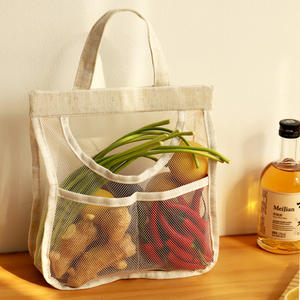 Bolsa de Almacenamiento de Malla, Organizador Colgante de Cocina de Algodón y Lino, 2-3 Compartimentos, Ecológico, Multiusos, para Frutas y Verduras - Product Image 1