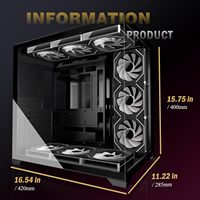 Boîtier de PC de jeu ANSAITE Full Tower, 9 ventilateurs PWM ARGB, verre trempé panoramique, support de radiateur de 360 mm, matériau acrylique, audio frontal