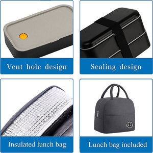 Boîte à bento de style japonais, boîte à lunch en plastique à double couche, compatible micro-ondes, multi-compartiments, utilisation en extérieur - Product Image 2