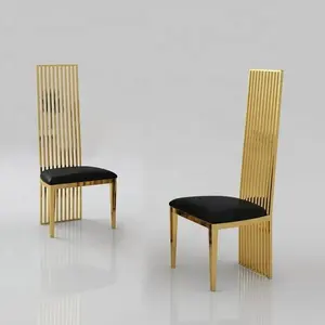 Высокие современные роскошные дизайнерские металлические стулья из нержавеющей стали с высокой спинкой для банкета, мероприятия, свадьбы, обеда
