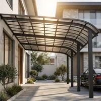 Abri de stationnement moderne et luxueux pour villa, personnalisé, en alliage d'aluminium thermolaqué, avec auvent imperméable