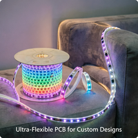 Tira de Luces LED RGB Direccionables IP67 a Prueba de Agua, AC110V 220V/DC24V, con WiFi y DMX, Sincronización Musical por Aplicación, para Paisajismo