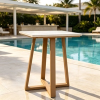 Table de salle à manger en marbre d'extérieur avec base en aluminium, robuste et résistante aux intempéries, table basse pour patio, terrasse, restaurant