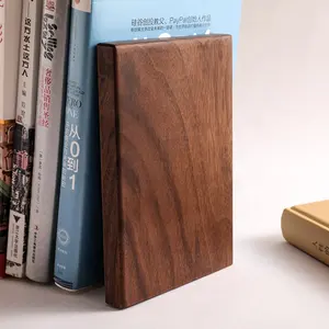 ספרים מודרניים מעץ לעיצוב הבית עץ אגוז קצוות ספר עץ תמיכת ספרים