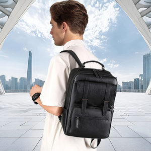 Biểu Tượng Tùy Chỉnh Chất Lượng Cao Trọng Lượng Nhẹ Người Đàn Ông Kinh Doanh Bền Ba Lô Thời Trang Không Thấm Nước PU Da Phụ Nữ Giản Dị Máy Tính Xách Tay Ba Lô - Product Image 4