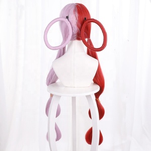 Perruque synthétique <span class=keywords><strong>Uta</strong></span> <span class=keywords><strong>One</strong></span> <span class=keywords><strong>Piece</strong></span> Film Red, mi-rouge mi-violet, 95 cm de long, résistante à la chaleur, pour cosplay d'<span class=keywords><strong>anime</strong></span>, vente en gros - Product Image 4
