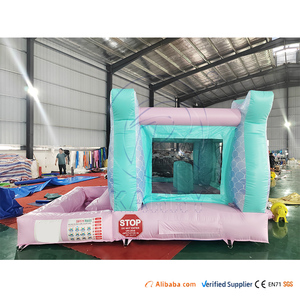 Castillo Inflable de PVC Color Rosa Macaron, Trampolín Inflable, Castillo de Brinco <span class=keywords><strong>con</strong></span> Tobogán, Castillo Inflable Comercial para Niños - Product Image 5