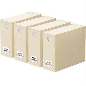 Modern Design Four-Piece Non-Woven <b>Foldable</b> Zipper <b>Storage</b> <b>Box</b> 20-35L Grey Large Capacity Bed Sheet Clothes <b>Storage</b> Bedroom - Product Image 1