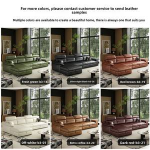 كرسي سرير قابل للطي مزدوج الاستخدام جديد نموذج سرير قابل للتمديد متكامل حديث زيت شمع جلد على شكل حرف L أريكة 3 مقاعد - Product Image 2