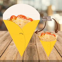 Boîte à Crêpes et Gaufres Personnalisée avec Logo, Porte-Cône en Carton Jetable, Emballage à Emporter