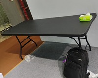 Table pliante de restauration en plastique imitation rotin noir, portable, pour jardin et pique-nique, longueurs 5, 6 et 8 pieds