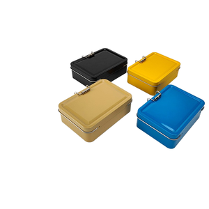 صندوق صفيح معدني محمول للتخزين الخارجي مع مشبك جانب واحد غطاء قابل للطي من الخشب الرقائقي مصنع فن الخشب الرقائقي مخزون حديد بمشبك - Product Image 6