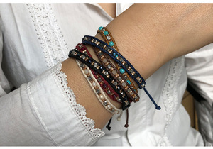 Bohemian Double Braided Beaded <b>Bracelet</b> Adjustable Woven Jewelry Natural <b>Stone</b> Crystal Rhinestone Vintage Unisex Gift - Product Image 6