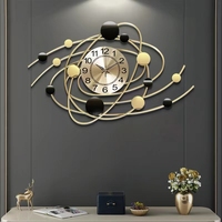 Horloge murale décorative en métal de 71,5x41,5 cm, design moderne et créatif 3D en fer doré, décoration d'intérieur, livraison directe (DDP)