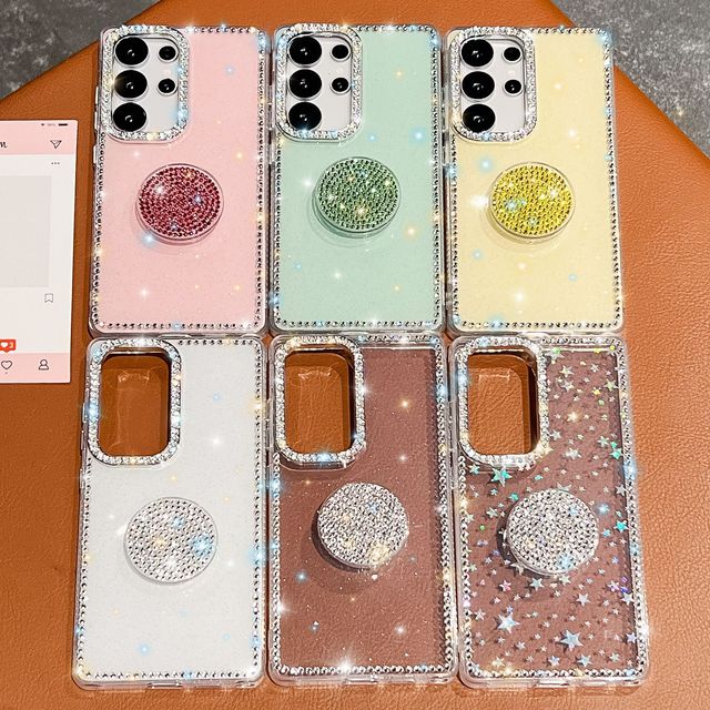 Case For Samsung A57 Gemstone Heart Stand Case for S26Ultra Sparkling Diamond S25 Glitter Fashion IMD Crafted Mobile Phone Cases