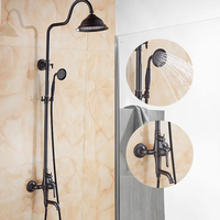 Corps en cuivre moderne très vendu ensemble de douche noir ensemble de douche multifonction à effet pluie pour salle de bains