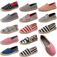 Chaussures en toile tendance d'été personnalisées pour hommes, fabriquées à la main, semelles en chanvre tissées, style décontracté pour hommes