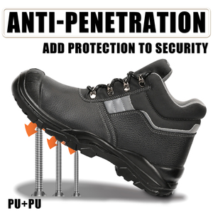 Zapatos de Seguridad JIANKUN de Alta Calidad, Más Vendidos, de Cuero Repujado Antideslizante, PU+PU, Anti-Aplastamiento/Pinchazos, con Puntera de Acero para Hombre - Product Image 2