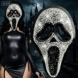 Maschera Integrale con Teschio in Strass per Cosplay - Maschera Fantasma per Costume di Halloween - Product Image 4